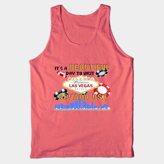 Travel to beautiful Las Vegas in Nevada. Gift ideas for the travel enthusiast available on t-shirts, stickers, mugs, and phone cases, among other things. Tank Top by Papilio Art